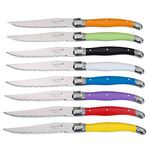 Laguiole by FlyingColors Steak Knife Set. Stainless Steel, Multicolor Handle, 8 Pieces