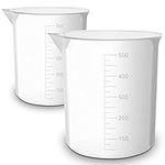 Twin Pack - RE-GEN 500ml Graduated Clear Plastic Measuring Beakers Cups – Ideal for Laboratory, Home, Kitchen, Cooking, DIY, Arts & Crafts