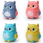 MINNA BAZZAR Cute Owl Shaped Press Mechanical Sliding Funny Cat Toy Classic Wind Up Toys for Small Midum Puppy Cat Dogs Plastic Infant Toddler Boy GirlToys for Kids (Owl Forest Pack of 1)