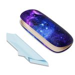 ZAXMEY Eyeglasses Case, Portable Hard Shell Protective Case For Glasses, Glass Case for Women and Men with Cleaning Cloth, Colorful Stars