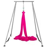 Happybuy 12 m Air Yoga Hammock Set Air Yoga Trapeze Swing Accessories Air Yoga Stand Hanging for Yoga Anti-Gravity (Pink)