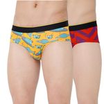 Bummer Men's Printed Micro Modal Briefs Underwear | Ultra Soft & Breathable | Combo Pack of 2 (in, Alpha, M, Spacepunks, Chevron)