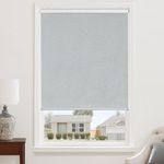 ChrisDowa Blackout Roller Shades Cordless Blinds for Indoor Windows with Thermal Insulated UV Protection Pull Down Door Blinds with Jacquard Fabric for Home, Bedroom, Office (Grey, 22" W x 72" H)