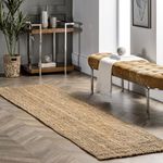 nuLOOM Ashli Solid Farmhouse Jute Runner Rug, 2' 6" x 10', Natural