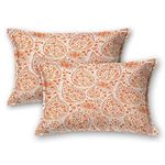 LINENWALAS 200 TC Cotton Printed Pillow Covers | Pillow Cases | Set of 2 Piece Bed Pillow Covers Only | Soft, Breathable Hotel Quality Primum Pillowcases (20x36 Inches, Orange Paisley)