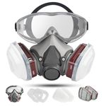 sykua Gas Mask with Safety Goggles and Filter, Respirator Mask Reusable Anti-Dust for Sanding,Building Work,Spray Painting,Chemical,Cutting,Machine Polishing,Woodworking, Agriculture