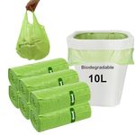 Biodegradable Bin Bags Liners 120PCS, 10L Small Food Waste Bags Trash Bags with Handle, KITBEST Green Caddy Liner Pedal, Compostable Swing Garbage Bags Bathroom Office Toilet Kitchen (45x59cm)