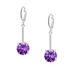 VONSSY Gemstone Drop Dangle Earrings | Platinum/Gold Plated Leverback Crystal Cubic Zirconia Hanging Red/Pink/Blue Earrings, Gold, Platinum, Cubic Zirconia, Cubic Zirconia