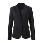 Beninos Womens One Button Blazer Lightweight Office Work Suit Jacket (918 Black, S)