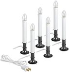 Xodus Innovations AC1180-6 Electric Plug-in 8.25 inch Flameless Window Candle with Dusk to Dawn Light Sensor Timer, Pack of 6, White Candle with Nickle Colored Base