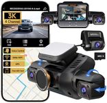 Dash Cam 4 Channel Front and Rear Inside, 360° Car Camera 4K UHD, Dash Camera for Cars Built-in Wi-Fi GPS, Dashcam with 64GB Card, Voice Control, CPL Filter, WDR Night Vision, 24H Parking Mode(V8PLUS)