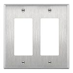 Enerlites 7732 2 Gang Stainless Steel Wall Plate for Decorator Switch, Outlet, GFCI Device