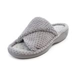 isotoner Women's Ladies Popcorn Open Toe Slipper Back, Grey (Pale Grey), 7 UK