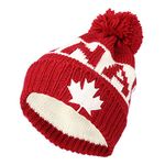 WITHMOONS Canada Beanie Hat Toque Winter Pom Knit Beanies for Men Women JZP0027 (Red)