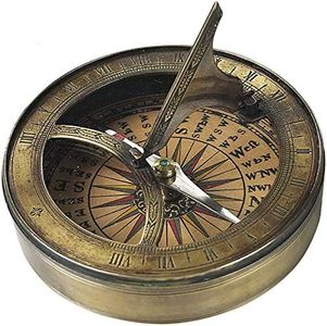 Antique Bronze Finish Authentic Models 18th Century Sundial & Compass