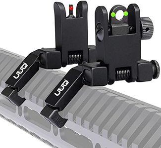 UUQ 45 Degree Offset Fiber Optic Iron Sights,Flip Up Front Rear Sites with Red&Green Dot,BUIS Backup Sight Set， Tool-Free Adjustable Front Sight Rapid Transition,Fits Picatinny and Weaver Rails