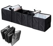 Collapsible Car Trunk Organizer, 4 in 1 Auto Truck Storage Container Foldable Multi 4 Compartments Storage Basket and Cooler & Warmer Set, Black