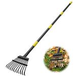 Garden Leaves Rake - 60 Inch Heavy Duty Small Shrub Rake - 11 Metal Tines - 8.5 inch Wide, Adjustable Handle,Garden Leaf Rake for Collecting Debris Among Flower Beds, Delicate Plants, Lawns ,Yards