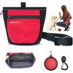 SUNFATT Dog Treat Pouch,Treat Pouch Dog Training,Dog gaterie Pouch with Magnetic Closure,Fanny Pack for Puppy Treats Training Courses and Walks,Include Collapsible Dog Travel Bowl and Dog Clicker