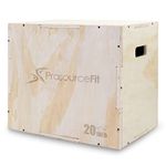 ProsourceFit 3-in-1 Wood Plyometric Jump Box For Cross Conditioning, Agility, Vertical Jump Training & Plyo Workouts, Beige, 24L x 20W x 16H