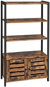 Vasagle Bookcase, Floor-Standing Storage Cabinet and Cupboard with 2 Louvred Doors and 3 Shelves, Bookshelf in Home Office, Living Room, Multifunctional, Industrial Design, Rustic Brown