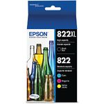 EPSON 822 DURABrite Ultra Ink High Capacity Black & Standard Colour Cartridge Combo Pack (T822XL-BCS) Works with Workforce Pro WF-3820, WF-3823, WF-4820, WF-4830, WF-4833, WF-4834