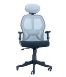 MEDALLION | ME 102 HB | 3D Adjustable Headrest | 2D Adjustable Lumbar Support | Strong Nylon Base | Office Chair with 2:1 Smart Tilt Mechanism | High Back Ergonomic Chair for Home & Office (Grey)