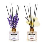 Soul & Scents Lavender and Vanilla Reed Diffuser Set|Free 6 Fiber Reed Sticks with Each|Toxin Free & Stress Relief|Long Lasting|Room Freshener for Home, Bedroom|Combo Pack of 2-120ml Each