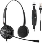 Arama Corded Headset Binaural with Noise-Canceling Mic and Volume Mute Control Phones Headset for Polycom MiVoice Plantronics Allworx AltiGen Digium AVAYA Aastra Adtran Alcatel Lucent-200DM