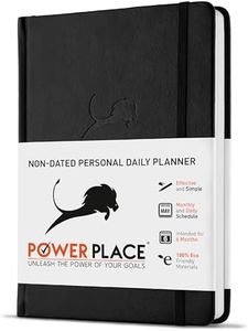 Daily Planner, Calendar & Life Organizer to Improve Time-Management, Productivity & Happiness | Vegan Leather Hardcover Notebook with Blank Dates, Undated 6 Months ADHD Planner for Men, 24 Hour Agenda