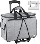 JJRING Rolling Sewing Machine Case with Wheels, Detachable Sewing Storage and Transport Tote, Trolley Tote Bag for Most Standard Machines and Painting Accessories