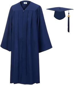 SAMDEEMI Unisex Adult Matte Graduation Gown Cap Tassel Set 2024 for High School and Bachelor, navy 48"