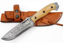 Ottoza Damascus Hunting Knife - Camping Knife & Bone Handle 325