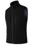 cioiniei Men's Fleece Lined Windproof Vest Warm Zipped Pockets Outerwear Leisure Sleeveless Gilets Lightweight Waterproof Softshell Jacket Black-2XL