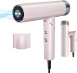 TANSHINE Foldable Blow Dryer,Ionic Hair Dryer,110000RPM High-Speed Ion Hair Dryer for Fast Drying,1600W Professional Hairdryer with Magnetic Nozzle,Compact Hair Blower for Salon Travel,Pink