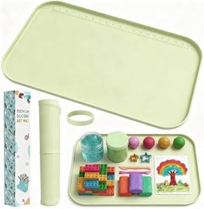 AWOKE 24"x16" Silicone Craft Mat with 0.7" High Edges, Large Leak-Proof Art Mat for Resin, Painting, Clay, Slime, Non-Stick & Non-Slip Table Protector for Kids & Adults, Easy to Clean (Green)