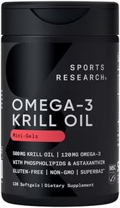 Sports Research Antarctic Krill Oil Omega 3 Mini-Softgels 500mg with Phospholipids, Choline & Astaxanthin - Sustainably Sourced, Non-GMO Verified & Gluten Free - 120 Softgel Capsules