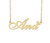 18k Gold Plated Ana Name Necklace Heart Charm Pendant Stainless Steel Graduation Jewelry for Womens Teens 16"