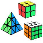 Speed Cube Set, Aitey 2x2 3x3 Pyramid Bundle Magic Cube Set, Christmas Learning Toy for Kids (3 Pack)