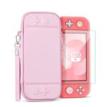 TNP Carrying Case for Nintendo Switch Lite, Pink - Kawaii Cute Portable Travel Case, Protective Storage Carry Bag for Girls with Screen Protector, 10 Game Cartridge Holder