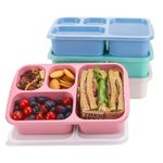 Shopwithgreen Large Capacity Bento Box with 4 Compartments for Adults,Kids Lunch Sandwich Snack Boxes Meal Prep Containers, Microwave & Dishwasher Safe, BPA Free, 4 Pack