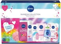 NIVEA Rainbow Collection Gift Set (8 Pieces), Refreshing and Colourful NIVEA Gift Set Includes Shower Gel, Face Wash, Face Mask, Lip Balm and More, Gifts for Women