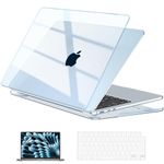 EooCoo Hard Shell Case Compatible for Apple MacBook Air 13.6 inch 2026 2025 2024 2022, M5 A3449 M4 A3240 M3 A3113 M2 A2681 with Touch ID,Laptop Case Cover&Keyboard Skin Cover&Screen Protector-Sky Blue