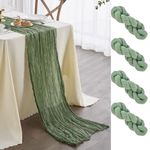 Newthinking 4 Packs Sage Green Cheesecloth Table Runner, 10ft Rustic Gauze Fabric Cheesecloth Table Runner for Wedding Table Decoration Holiday Party, 90X300CM