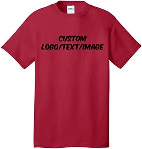 INK STITCH Unisex PC54 Custom Design Your Own Cotton Short Sleeve Tshirts - Red (3XL)