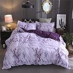 Candy86 Super Soft Polyester Duvet Cover Set Rock Pattern Printed Pillowcase Bedding Set (Purple, Queen)