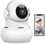 Littleelf Camera Surveillance Interieur, 2K Pet Cameras with Phone App for Dog/Baby Indoor Security Camera WiFi Baby Monitor with Motion & Sound Detection, 360° View Home Camera Works with Alexa