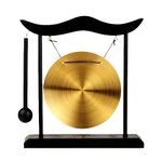 Feng Shui Brass Gong Desktop Wind Gong Copper Zen Chinese Table Gong Hand Gong For Housewarming Home Decor Oriental Chinese Mysterious Decor Gifts