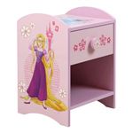 Disney Princess Moana & Rapunzel Bedside Table: Sturdy Engineered Wood Construction featuring a 2-tier Design for Ample Storage, Small Side Table with Drawer and Storage Shelf for Kid's Bedroom
