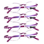 TERAISE 4pcs Reading Glasses Fashion Anti-Blue Light Quality Readers Diamond Cutting Design Anti-Fatigue For Women Computer/Cell Phone Reader Glasses(2.5X)